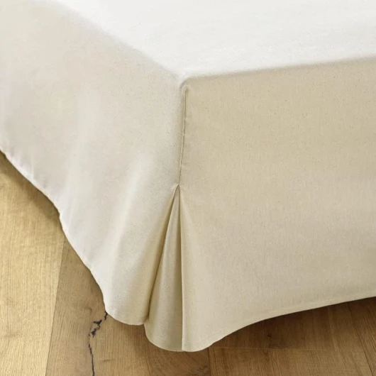 Cache-Sommier 160x200 – 4 Volants de 30 cm pour pour Sommier 160x200 avec Pieds – Housse Sommier 160x200 Ecru Fabriqué en Europe – Jupe de Lit 160x200 – Protège Sommier 160 x 200 – Dessus de Sommier
