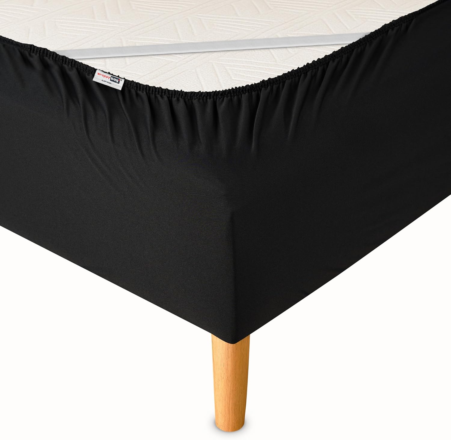 Cache-Sommier 140 x 190 en Coton avec Élastiques – Rénovez et Modernisez Votre Ancien Sommier – Couleur Noir - 6 Tailles Disponibles