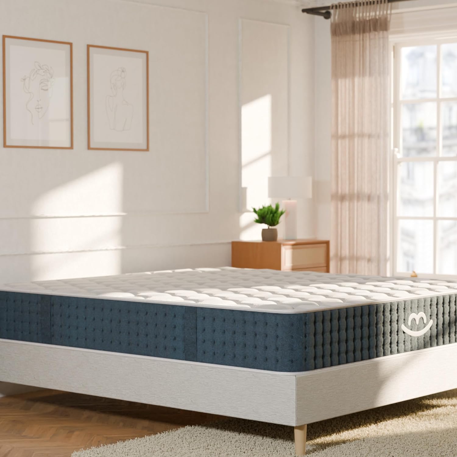 Matelas Premium Hybride 160x200cm - Épaisseur 26 cm - Soutien Ferme pour Mal de Dos - Accueil Tonique - Mousse à mémoire Forme & Ressorts ensachés - 7 Zones de Soutien