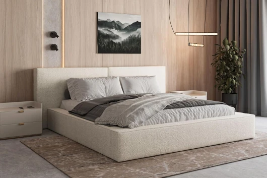 Mb-moebel Lit Double Adulte avec Rangement – Bed Coffre 140x200 avec Sommier - Cadre Capitonné et Tête de Lit 06 Rembourrée – 140x200 cm (Cream - Anthology 20) 140x200 cm Cream (Anthology 20)