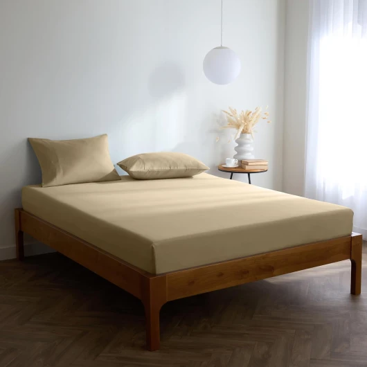 Drap Housse 180x200 Bonnet 40 Cm - Doux, Résistant, Anti-Plis, Élastique Tout Autour - (180x200 cm, Beige) 180x200x40cm 1823 Beige