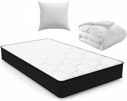 Luxirest Matelas 90x190,Ensemble Matelas et Couette et Oreiller,Matelas 1 Personne 15cm Épaisseur(Pack Matelas 90x190cm)