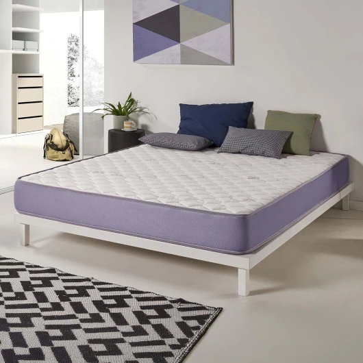 Matelas Geltec 140x190-21 cm - Soutien Mousse à mémoire de Forme - Accueil Blue Latex - Confort Équilibré - Très Respirant - 7 Zones - Réversible Face été/Hiver - Fabriqué en Europe 21 CM 140 x 190 cm