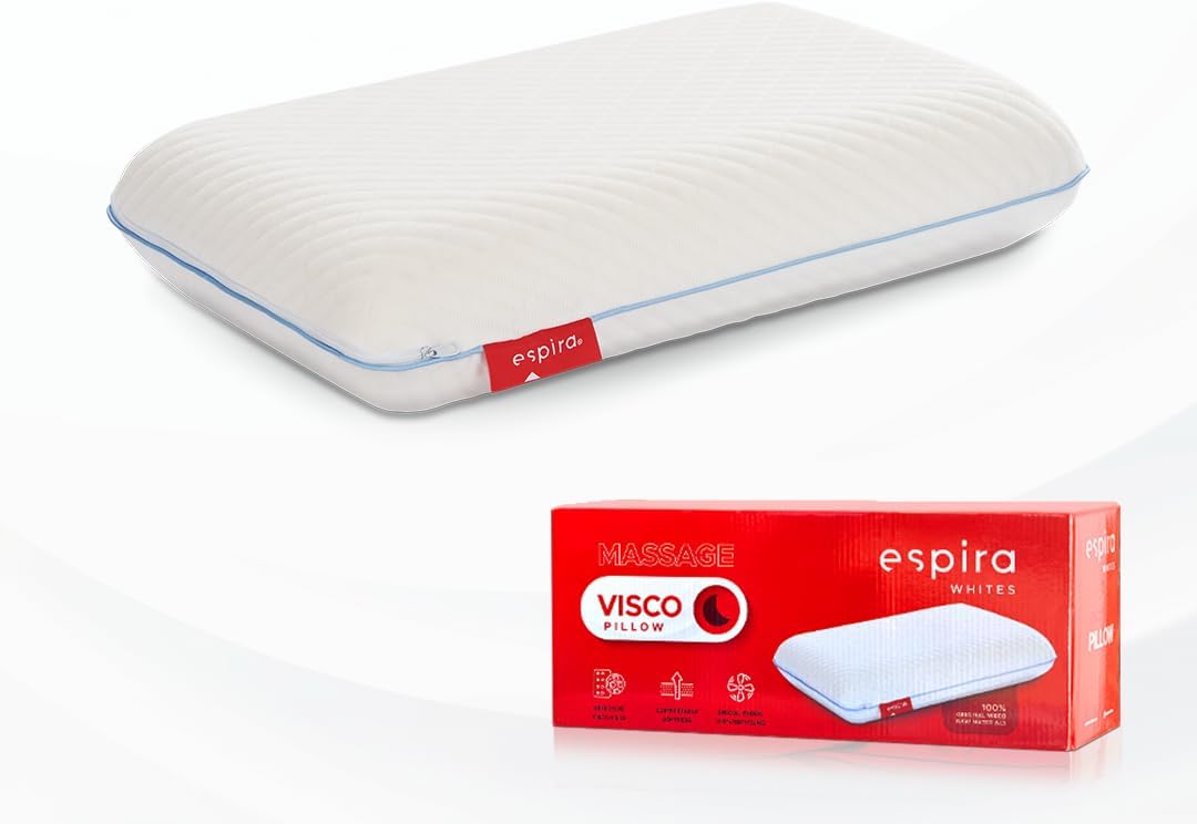 Espira Massage Oreiller Memoire Forme Technologie Massage avec Soutien Ferme avec Coussin a memoire de Forme - Oreillers ergonomiques pour la Nuque, Coussin Memoire Forme