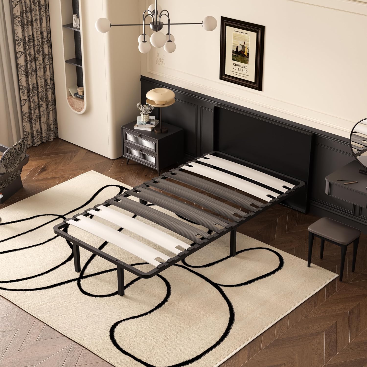 Sommier 90x190 cm - Sommier à Lattes pour Adulte - Stabilité Optimale - Ergonomique - 6 Pieds Durable - Lattes Larges 150mm - Montage Simple et Rapide 6 pieds 90x190 cm