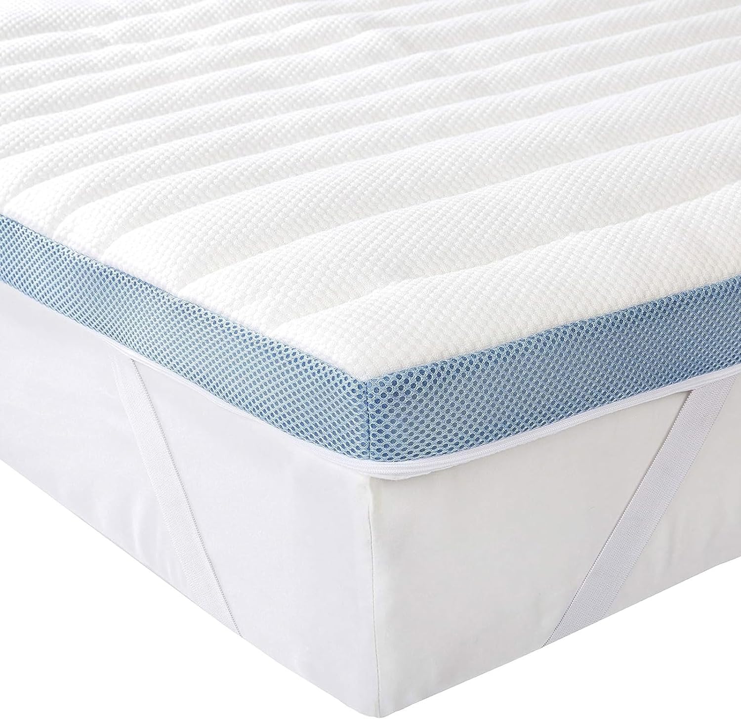 Surmatelas de Mousse à Mémoire de Forme avec Sangles, 90 x 190 x 5 cm, Blanc