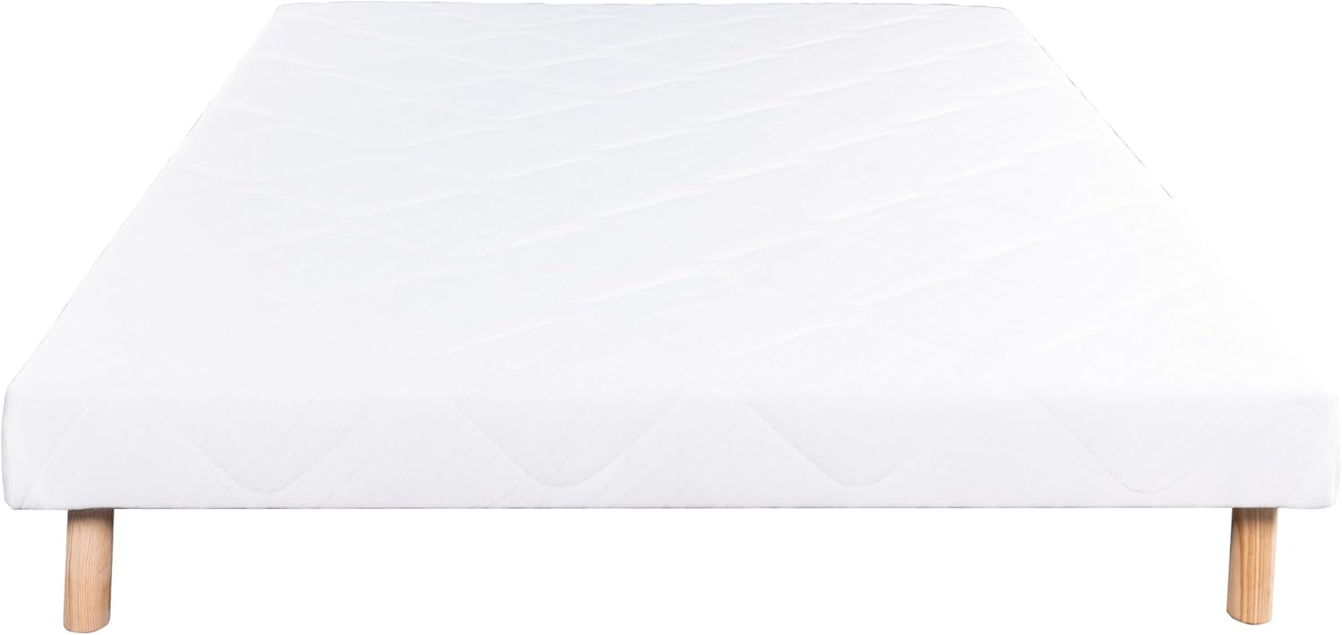 Sommier tapissier, Blanc, Gamme Prestige Hôtel, Bois Massif + Pieds offerts Bois 140 x 190 cm