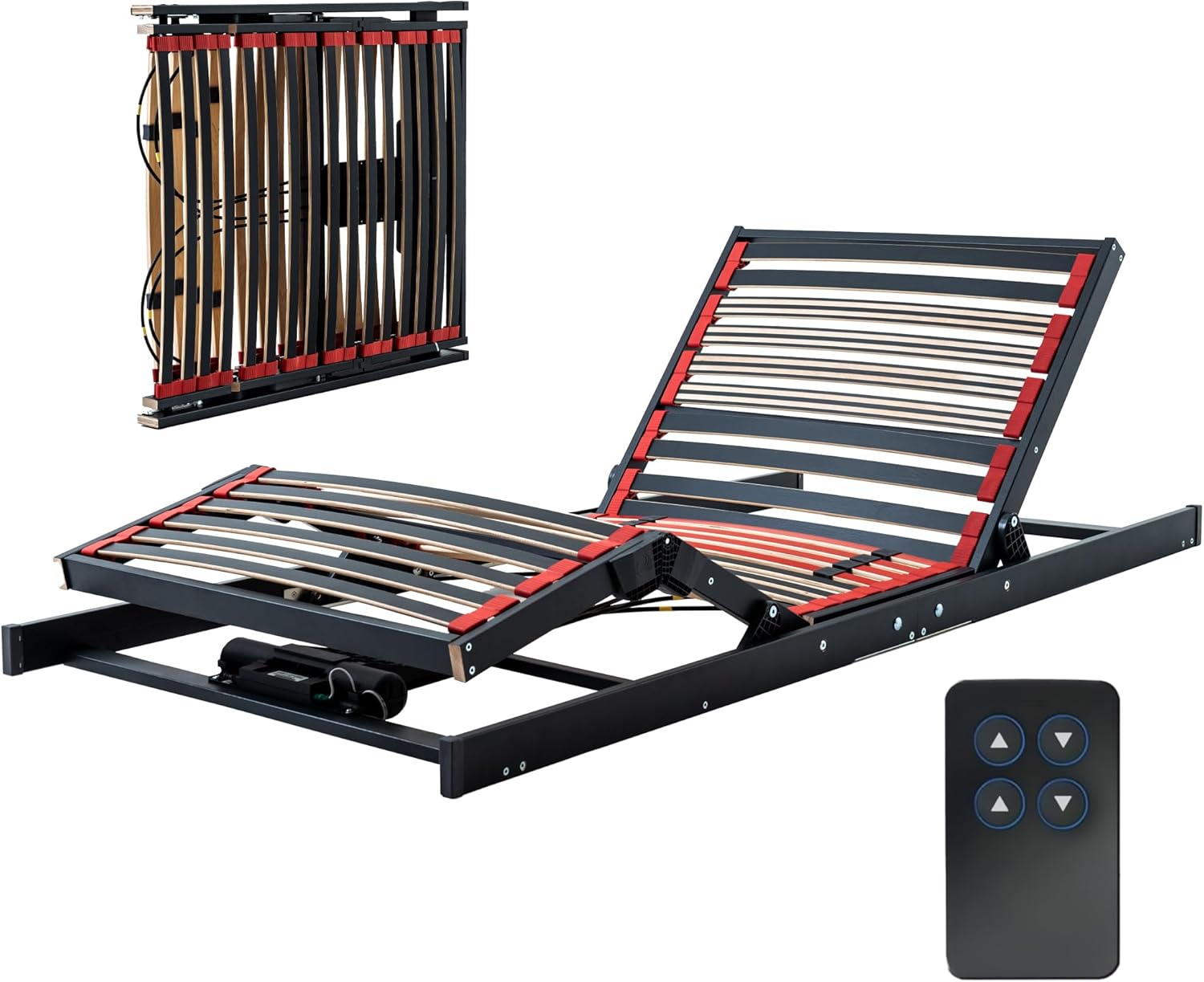 Sommier à Lattes 90x200 cm réglable électriquement - Cosy2Go 2M - adapté à Chaque lit - également à Tous Les sommier tapissier - 180x200 cm - Ultra-Plat, Pliable, adapté à Tous Les Matelas