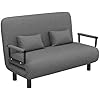 Chauffeuse Canapé-lit Fauteuil Convertible Grand Confort Coussin Pieds Accoudoirs Métal 116L X 65I X85H cm Gris Gris 116 x 68 x 80
