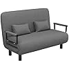 Chauffeuse Canapé-lit Fauteuil Convertible Grand Confort Coussin Pieds Accoudoirs Métal 116L X 65I X85H cm Gris Gris 116 x 68 x 80