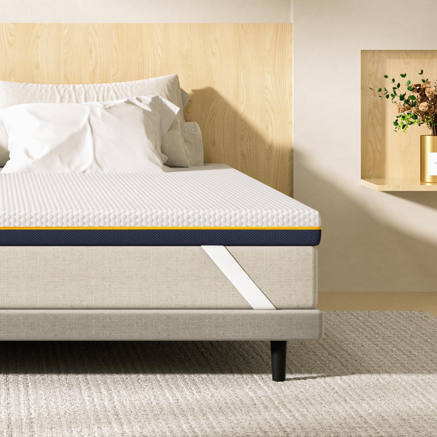 Surmatelas 140 x 190 - sur Matelas 2 Personnes 140x190 - Surmatelas en Mousse à Mémoire de Forme Gel - Mousse en Matériau Bambou - Épaisseur 7,5CM - Certifié Oeko-TEX - Housse Lavable