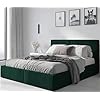 Lit rembourré Double avec Coffre sommier Cadre de lit tapissé (Vert, 180x200) Vert 180x200