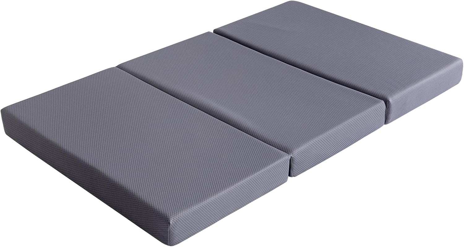 Matelas Pliant en Mousse à mémoire de Forme, Moyenne Ferme, 120 x 195 x 10 cm, Gris 120 x 195 x 10 cm Matelas