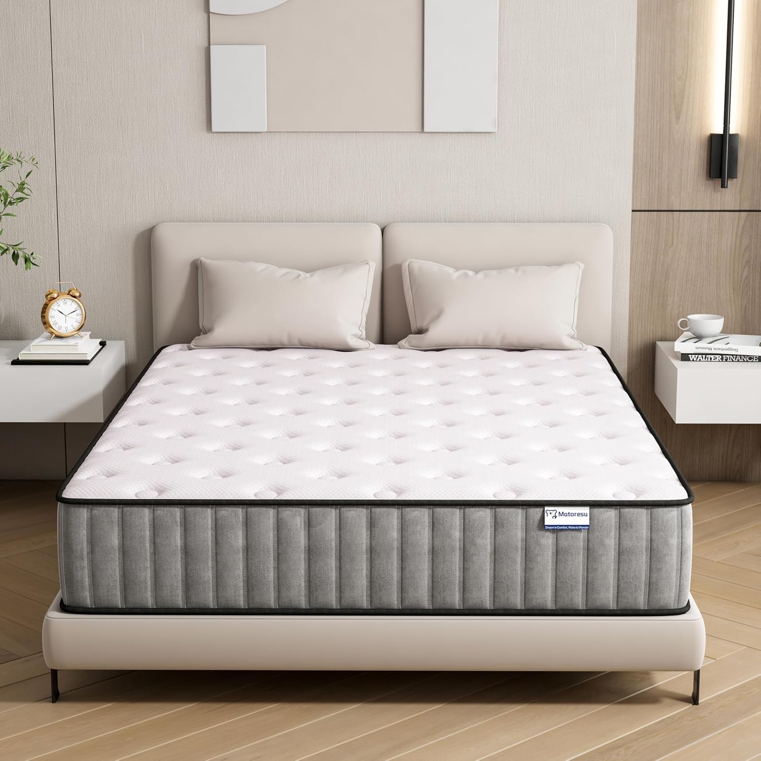 Matoresu Matelas 140x200 Hauteur 25cm, Matelas Hybride à Ressorts Ensachés Indépendant en Mousse à Mémoire de Forme, Tissu Doux pour La Peau&Soutien Confortable, Matelas 2 Personnes Moyenne Ferme 140 x 200 cm 25 cm - Hybride