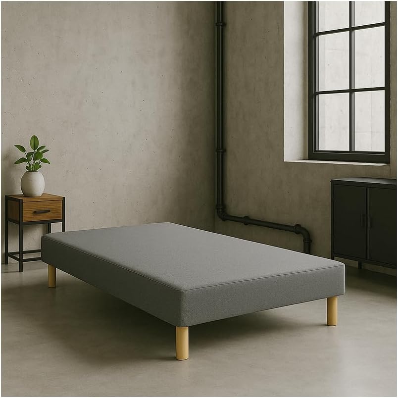 Sommier tapissier 120x190cm Gris Fabrique en France Pieds