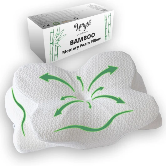 Umyth Oreiller Ergonomique Cervical à Mémoire de Forme en Bambou pour la Nuque, Oreiller en Mousse à Mémoire de Forme,Oreiller Confort pour Les Dormeurs sur Le Côté, Le Dos et Le Ventre