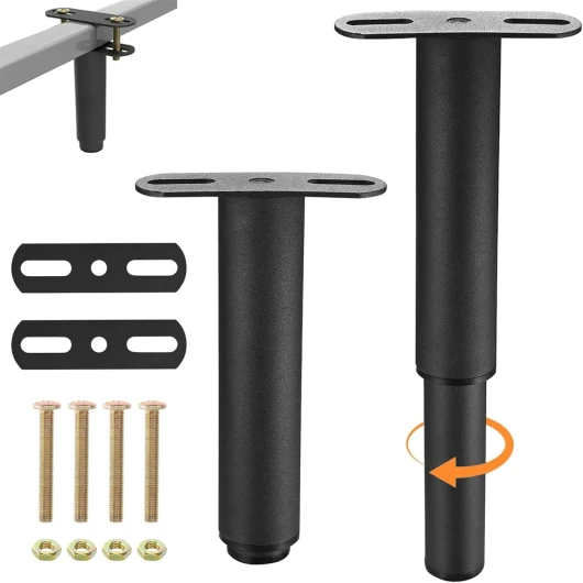 Rdddhur Pied de Lit, 2 Pcs Pied de Meuble Rétractables, DIY Pieds de Table en Métal Meuble Reglable Pied de Meuble pour Meuble Ronds Métal Pieds de Lit/de Canapé, Noir(18-33cm)