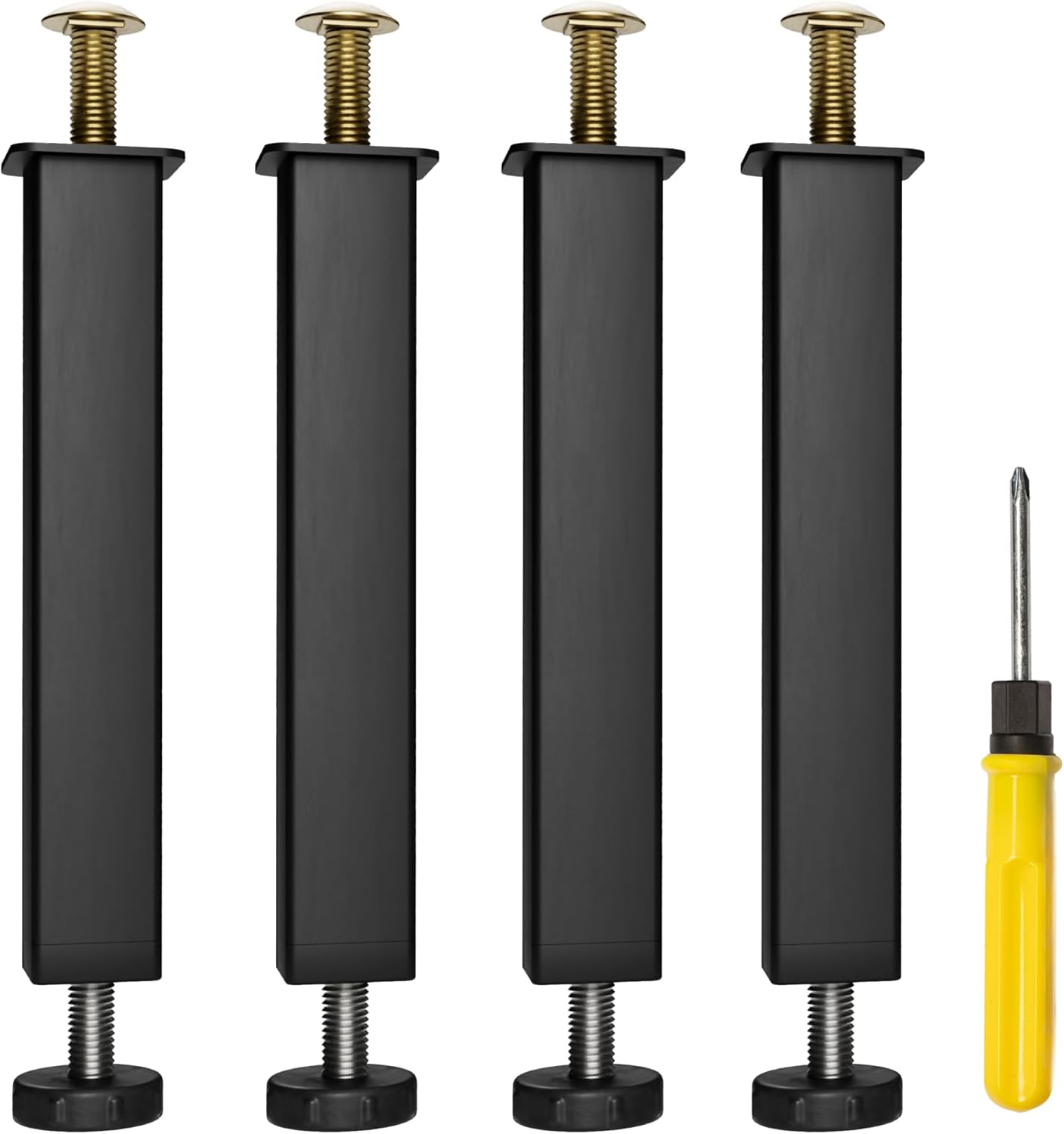 PASSIAN Pieds de Lit, Pieds de Sommier, Pieds de Meuble métalliques, Pied pour Sommier Renforcé, rehausseur de lit pour Cadre de Lit, Pied de Meuble reglable, Pied canapé (22 CM) 20 CM