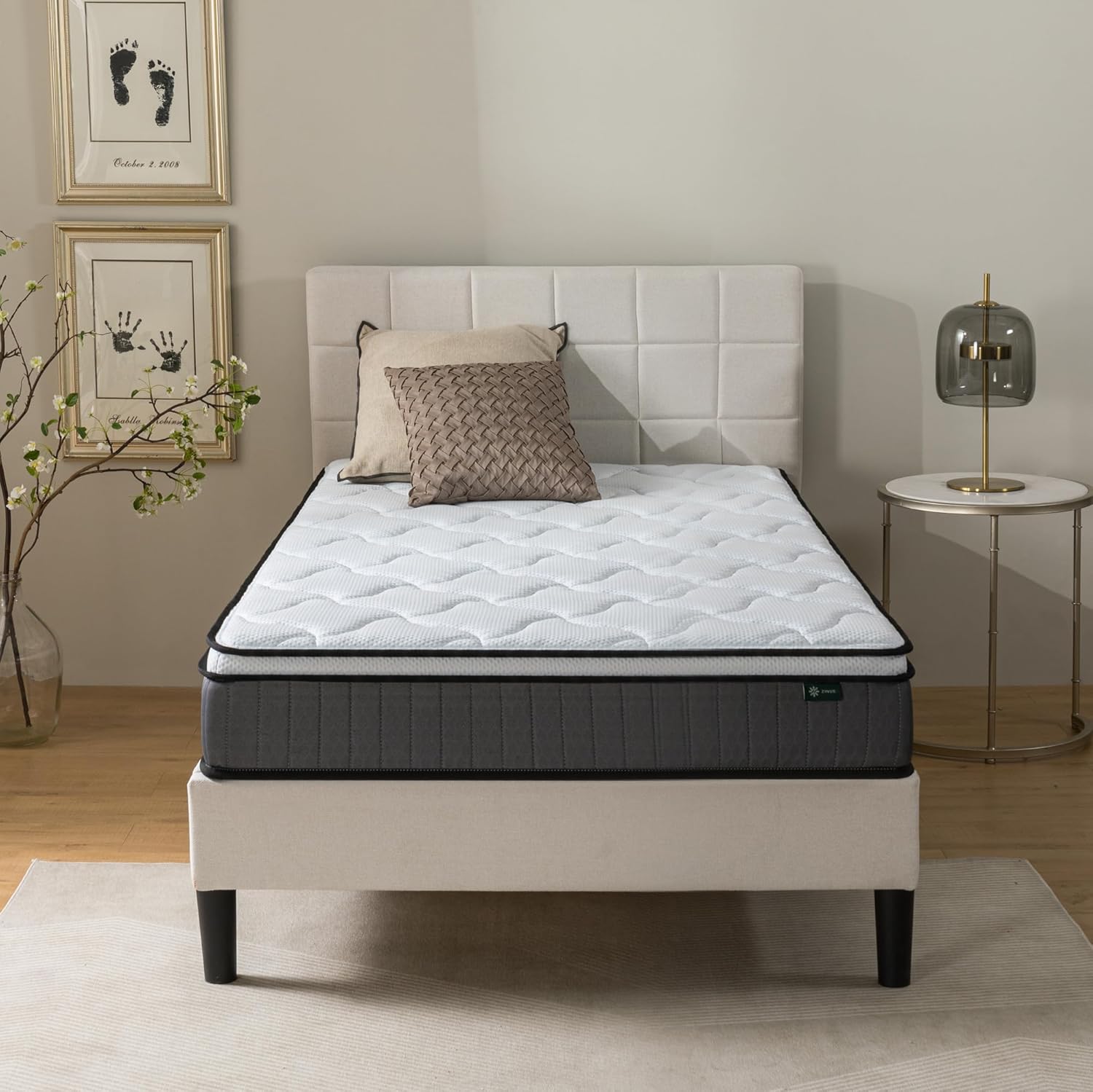 Matelas à Ressorts Tight Top - 90x190 cm – Épaisseur 25 cm – Matelas Orthopédique avec Resortes Ensachés et Mousse Haute Densité – Certification Oeko-TEX – Matelas avec Soutien Ergonomique 90 x 190 cm Épaisseur 25cm