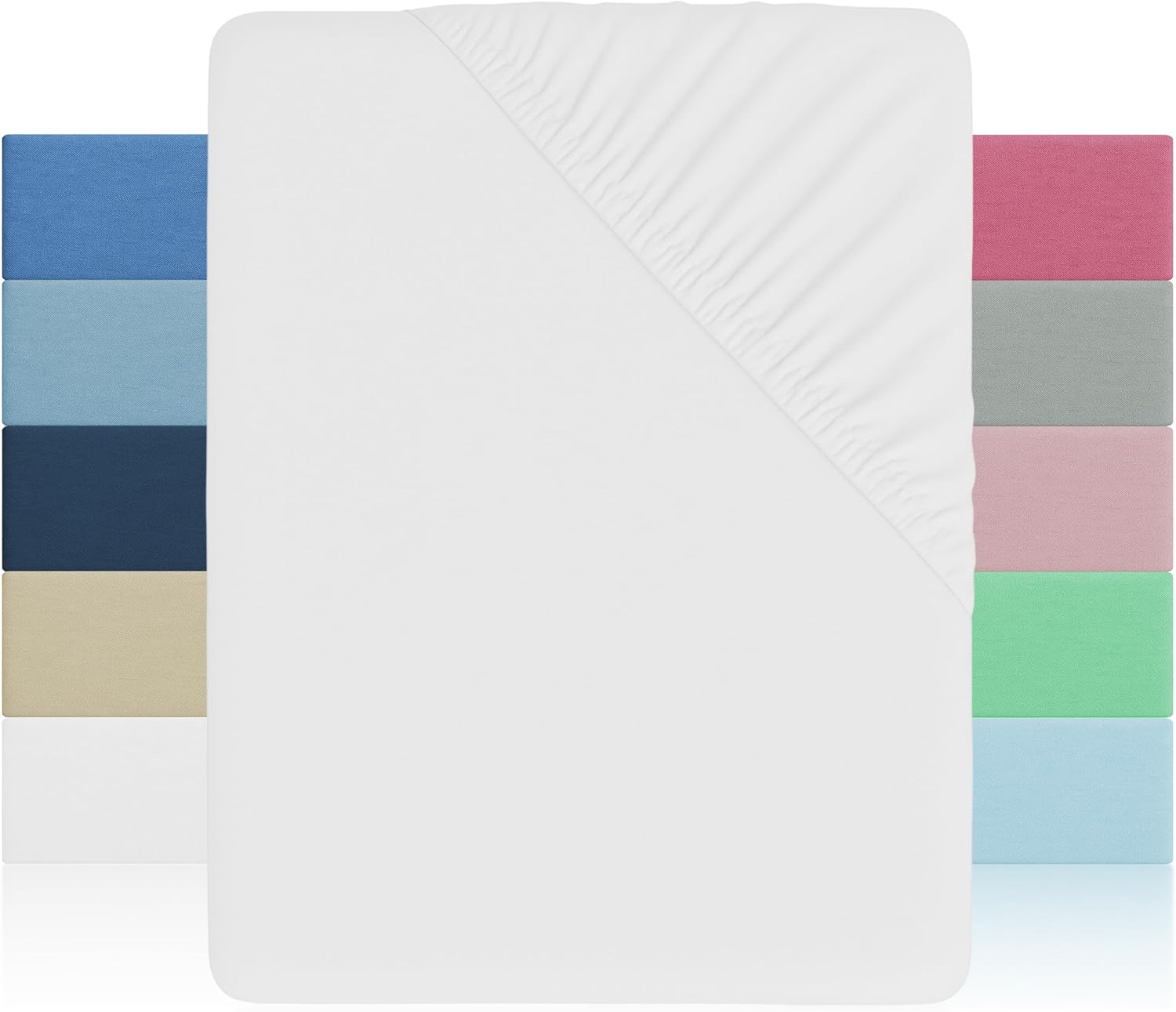 Drap Housse pour Lit 160x190/200cm avec Hauteur 28cm, Drap Housse pour Lit Double Microfibre Ultra Doux et Respirante - Blanc 160x190/200cm Blanc