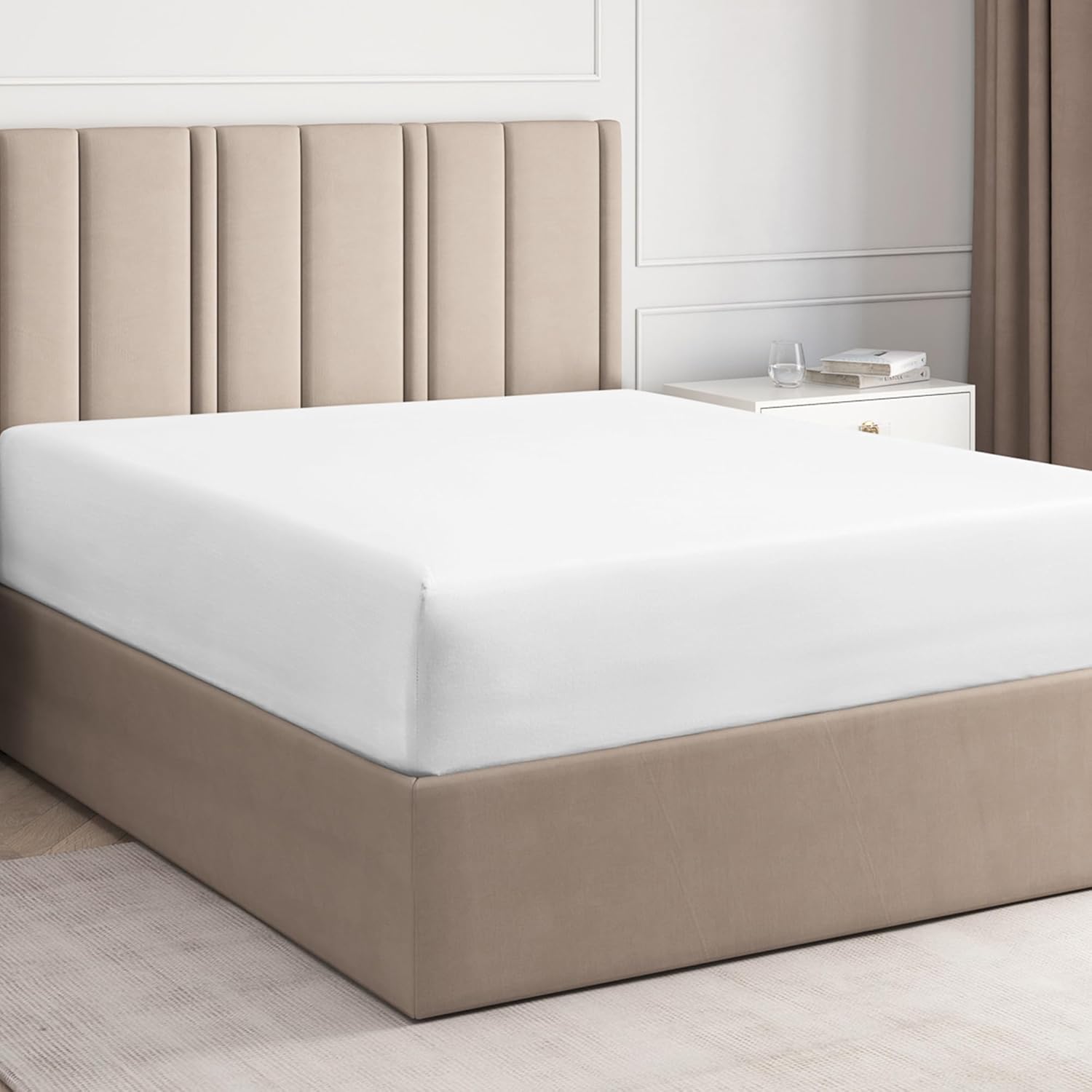 Drap-Housse - Dimensions 100 x 200 cm - 100% en Coton - Drap-Housse pour Matelas jusqu'à 30 cm de Hauteur - Literie de Haute qualité en Coton, 400 Fils - Certifié Oeko-TEX - Pack Simple - Blanc 100 x 200 cm 01 - Blanc