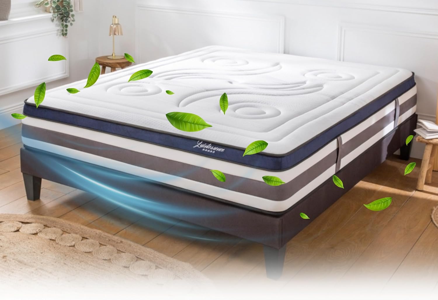 Matelas Calliope 140x190, 28 cm Ép, Lit 2 Personnes, Mémoire de Forme Haute Densité 60 kg/m³, Soulage Le Mal de Dos, Soutien Ferme et Orthopédique, Chambre Adulte 140 x 190 cm Blanc