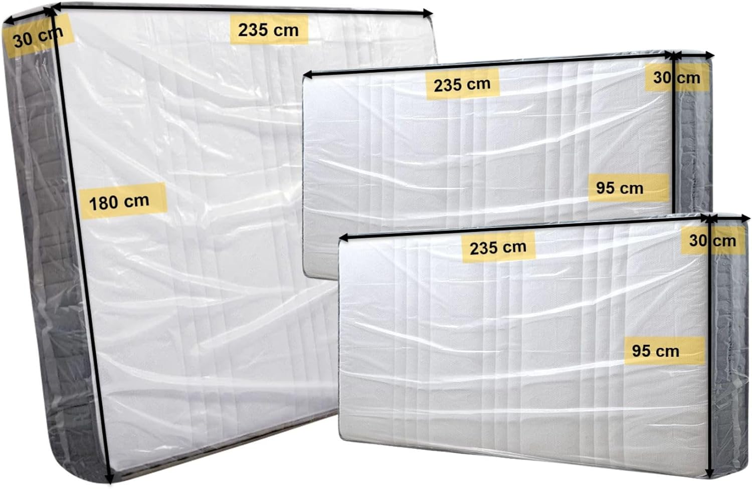 Kit Protection Matelas Ultra Résistant – Lot de 3 Housses Imperméables, Anti-Poussière & Anti-Humidité – Idéal pour Déménagement & Stockage – Taille Universelle