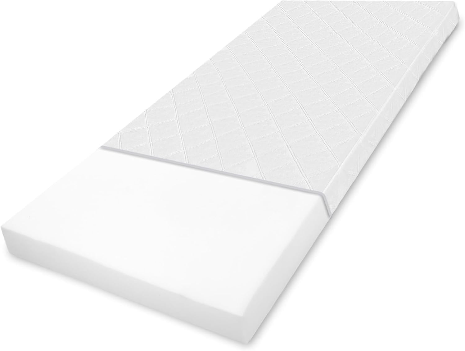 Matelas Bebe - 100 x 50 cm pour lit Bebe Berceau couffin nacelle et Lits Parapluie 100x50 avec Housse Enfant Protection Contre l'humidité BASIC 50 x 100 cm