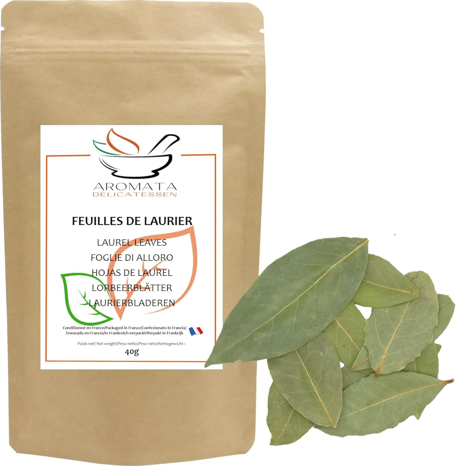 AROMATA - Feuilles de Laurier entières séchées - 40gr - 100% Naturel - Infusions/Mijotés
