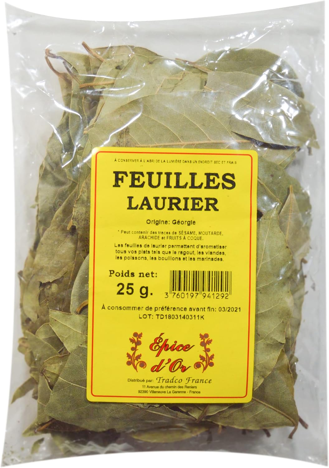 Feuille de Laurier 25g - Epice d'Or, Premium et 100% Naturelles - Arôme Authentique et Qualité Supérieure - Parfaites pour Soupe, Ragoût, Sauce et Plus 25.0 Grammes