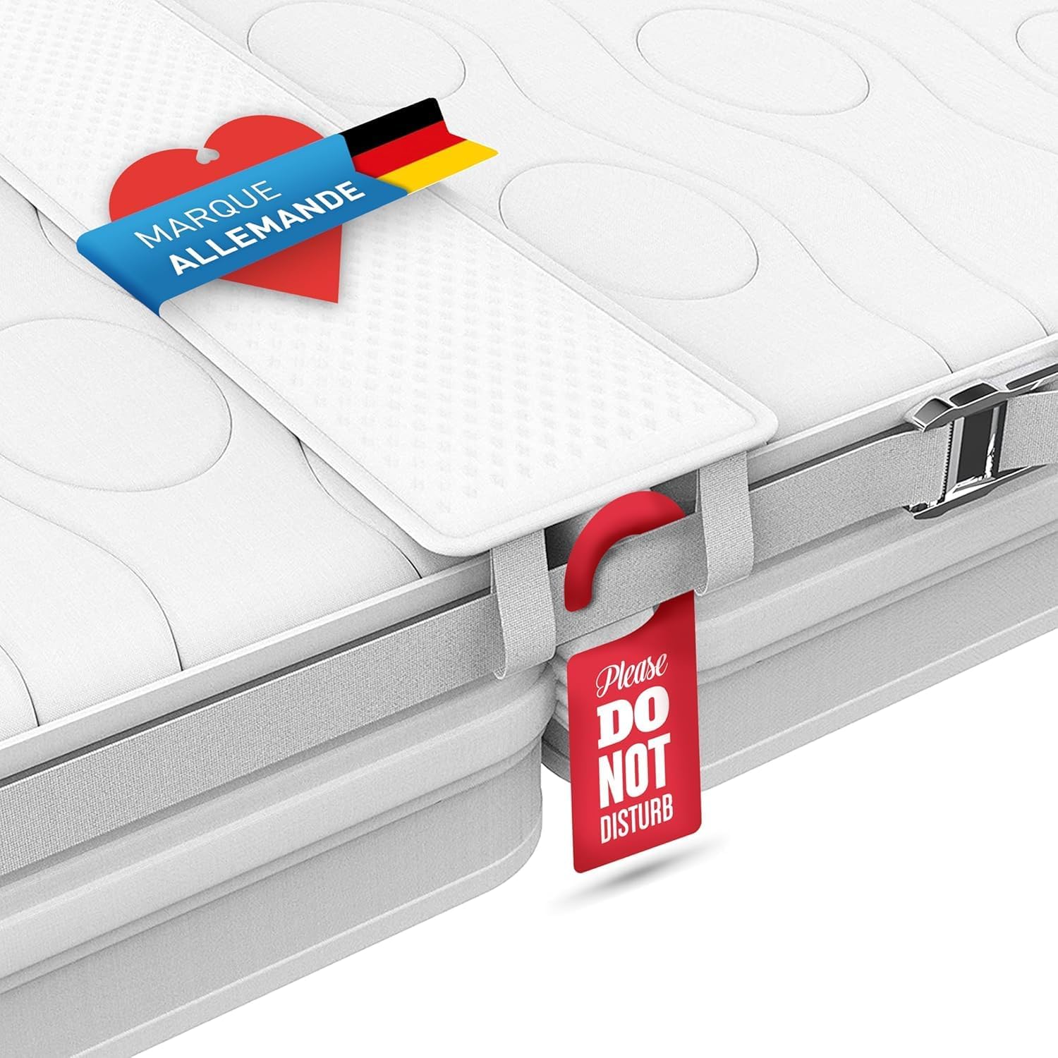 FLIPLINE Pont de Lit avec Sangle Matela 200x18cm, All-in-One Premium Set Pont de Matelas, Housse indéchirable et Respirante, Sangle de Serrage et pour Les Couples, Cale Matelas, Connecteur de Matelas Avec Ceinture Tension