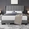 Lit Double 140x200 cm avec Sommier Lit Coffre avec Tête Cadre de Lits Capitonné Lits 2 Personnes pour Adultes Style Moderne Gris Clair 140x200cm Gris Clair