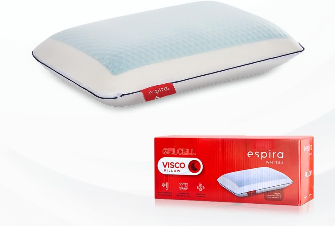 Espira Gel Cell Oreiller Rafraichissant 40x60 - Oreiller Dur Ergonomique Cervical Technologie Gel avec Soutien Dur Ferme - Confort Oreiller Mémoire Forme avec Coussin Ergonomique Cervical