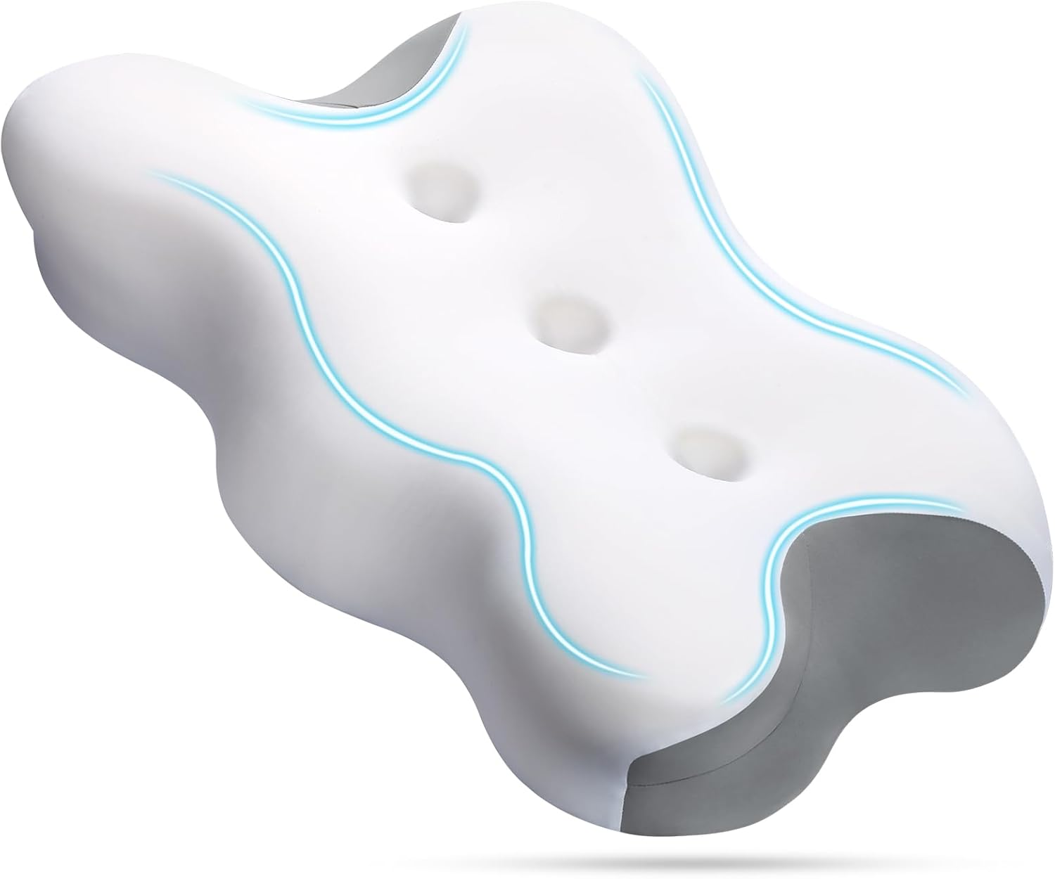 Euqvunn Oreiller en Mousse à mémoire de Forme pour Les douleurs cervicales, Oreiller Ergonomique Cervical, Oreiller orthopédique avec Design rainuré - 62× 36×8/12 cm