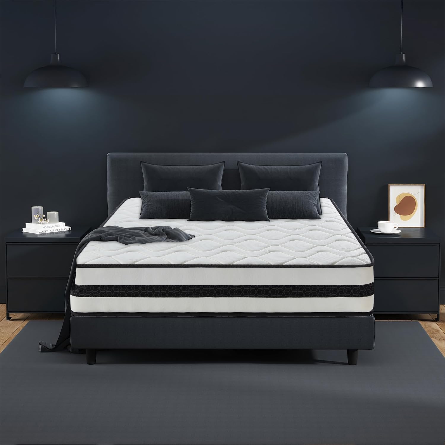 YIDATONG Matelas 140x190 cm Ép 30cm - Mousse A Mémoire + Ressorts ensachés, Hybride - Durable, Haute Densité, Thermorégulateur, 7 Zones, Hypoallergénique, Respirant, Support à Haute résilience Épaisseur 30 CM 140 x 190 cm