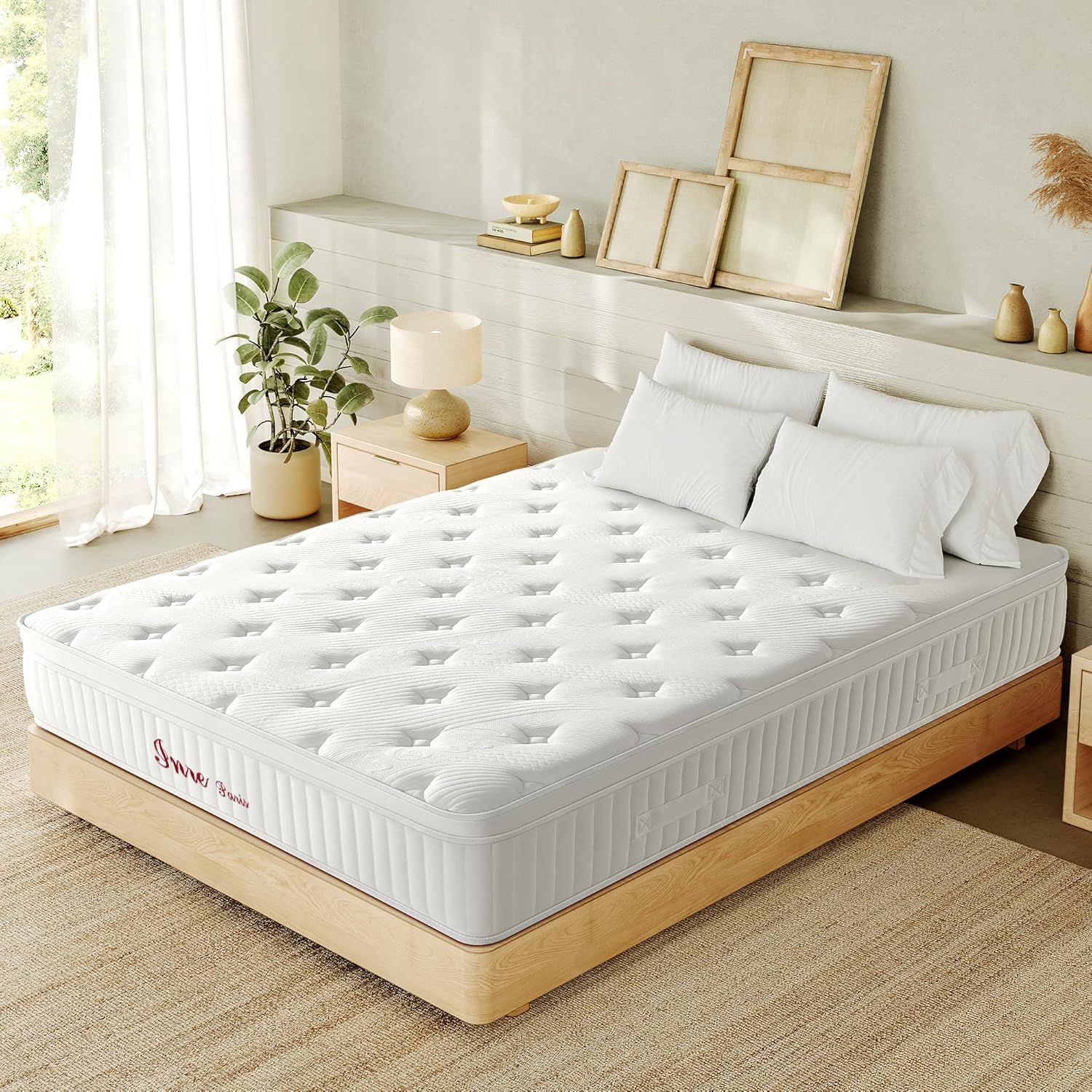 INRE Matelas 140x190 - Epaisseur 30 cm - Matelas en Mousse à Mémoire de Forme - Certifé Oeko-TEX - Respirabilité et Anti-acariens - Confort Ferme - Sommeil Profond - Réversible (Blanc) 140 x 190 cm 30cm