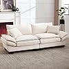 Zubaliya Canapé 2 Places avec Coussin de Dossier et Coussin d'assise Double,Canapé Moderne dans Le Salon/Chambre/Bureau,Velours (Beige)