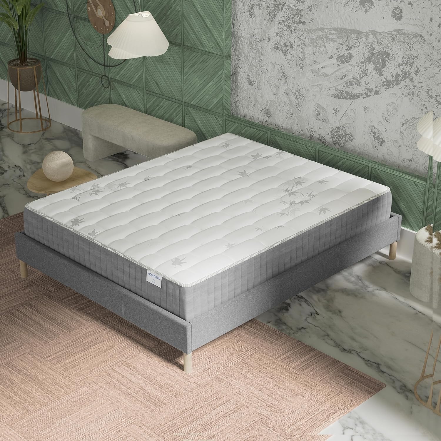 Matelas Galice 160 x 200cm - 25cm - Hybrid:Ressorts ensachés+Mousse Mémoire de Forme -Soutien Tonique & indépendance de Couchage - Label SANITIZED(Anti bactérien/acarien) 160 x 200 cm