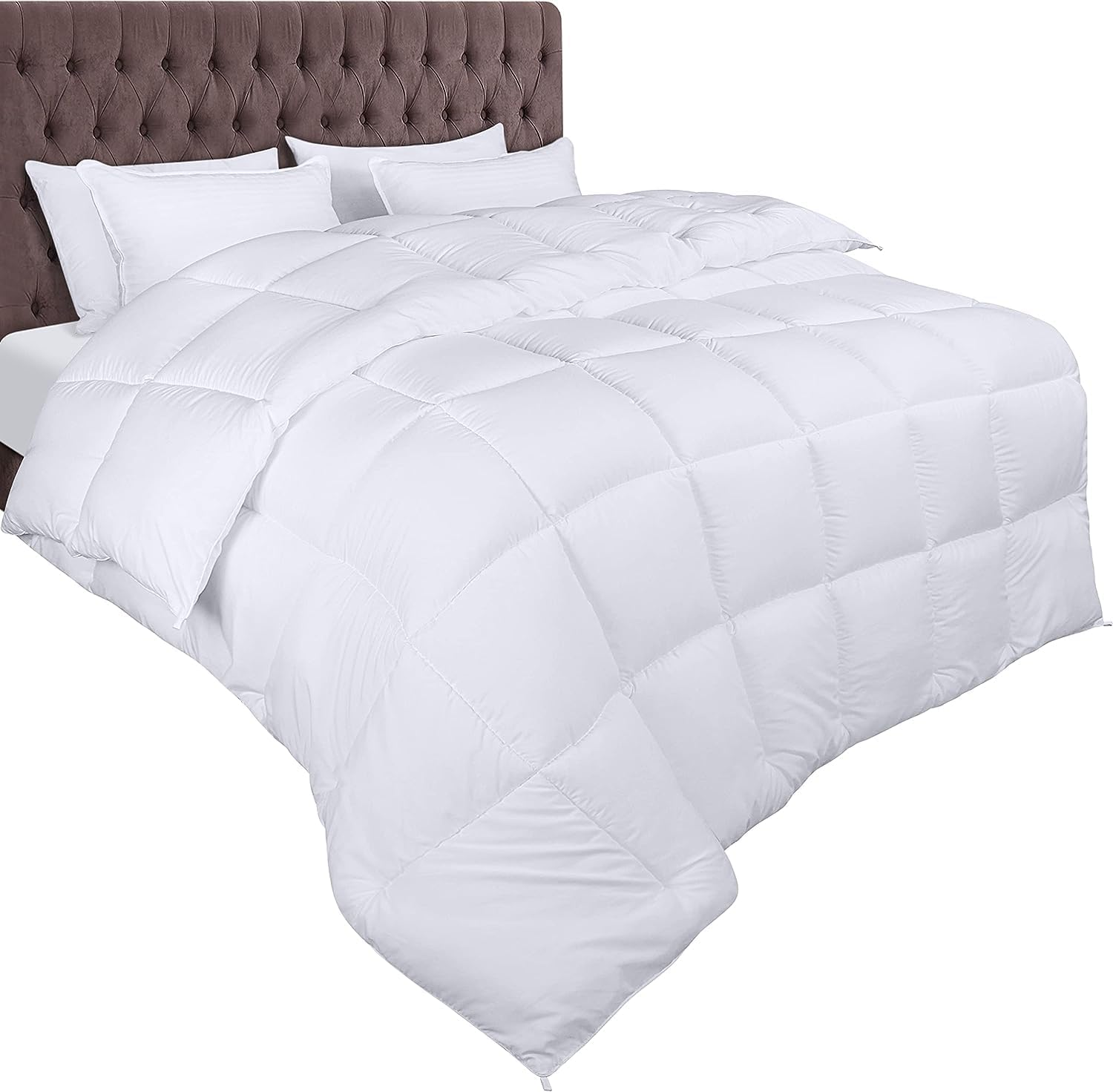 Couette 220x240 cm, Couette Chaud 370 GSM, pour lit 2 Personne, Couverture Blanc avec Onglets d'angle (Blanc) 220 x 240 cm Blanc