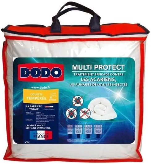Couette Tempérée Anti-acariens et Punaises de lit 220x240 - pour lit 2 Personnes - Couette Multi Protect - Douceur et Protection - Fabriqué en France - Lavable en Machine à 40°c 220/240