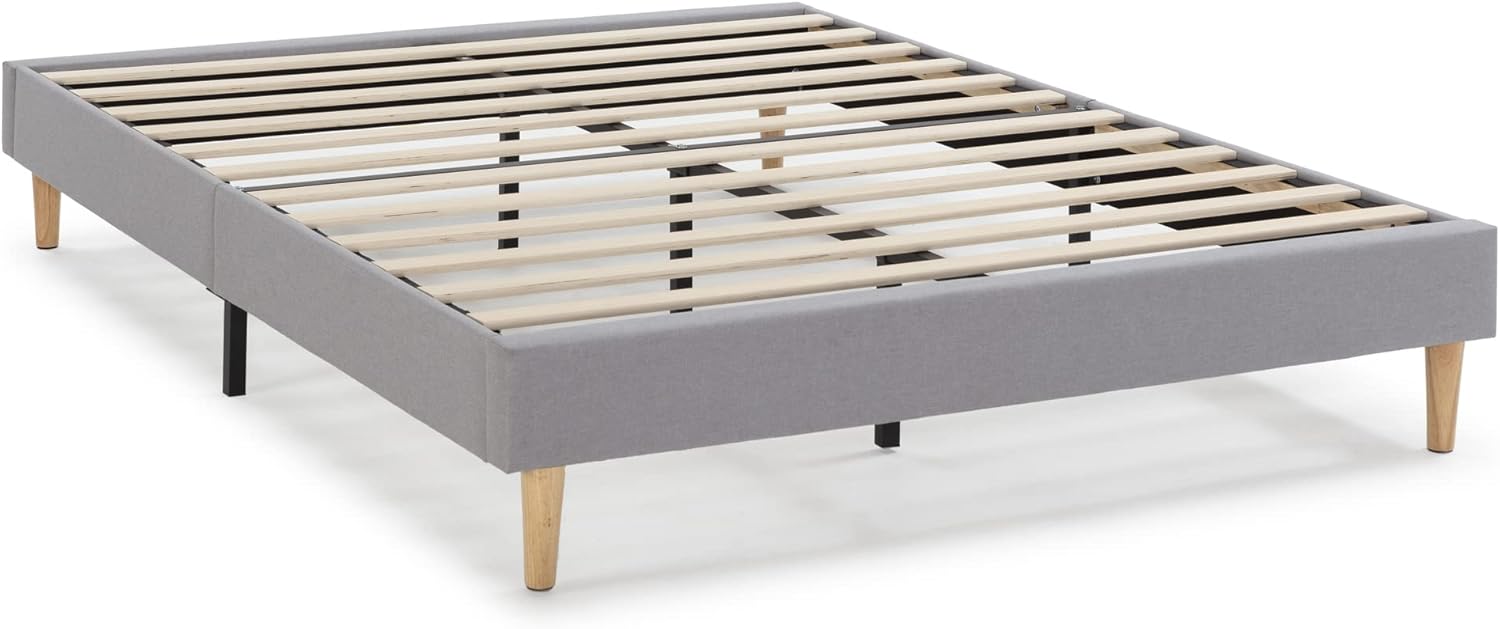 HOMN LIVING Sommier tapissier Aura 160x200 cm Gris Clair, Hauteur 30 cm 160 x 200 cm Gris Clair