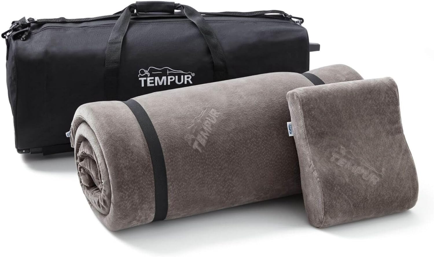 Set de voyage, 3 pièces avec un trolley, un oreiller de voyage et un matelas de voyage pour les déplacements, Anthracite