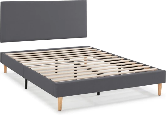 HOMN LIVING Sommier tapissier + tête de lit Aura 140x190 cm Coloris Dark Grey, sommier tapissier, Hauteur 30 cm 140 x 190 cm Gris Foncé