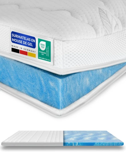 Surmatelas memoire de Forme 80x200 6cm - Mousse de Gel Adaptable et Respirante pour Un Sommeil reparateur - Housse de surmatelas Moelleux - Surmatelas 80 x 200 Haute de Gamme 80 x 200 cm Premium (6 cm hauteur)