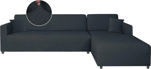 Housse Canapé d'angle Extensible 2 Pieces, Protection Canapé d'angle, Couverture Canapé d'angle avec Accoudoirs, Housse De Canapé Forme De L (2 Place+3 Place, Gris Foncé) Gris Foncé 2 Place+3 Place