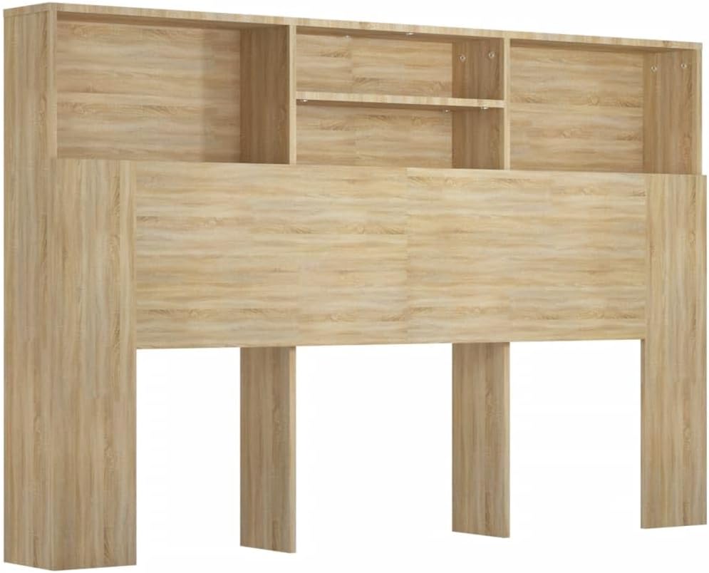 Armoire de Tête de Lit Murale Meuble de Chambre à Coucher Tête de Lit avec Rangement Accessoire de Lit Intérieur Chêne Sonoma 160x19x103,5 cm 160 x 19 x 103.5 cm Chêne Sonoma