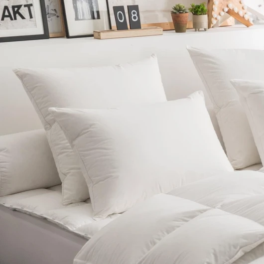 Oreiller 50% Duvet Éco-Responsable Ferme 65x65 - Confort Durable - 10% Duvet de Canard - Fabriqué en France 65/65 Blanc