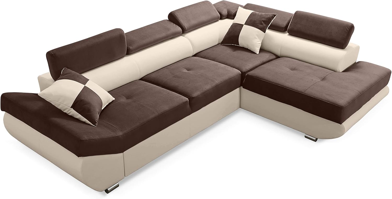 Robin Saturn Canapé d'angle avec Une Fonction de Couchage Un Canapé-lit avec Une Caisse pour la Literie Un Canapé d'angle en L Indépendant Différentes Couleurs Droide Brun