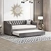 Canapé-lit rembourré 90/180x200cm, Canapé lit 2 Places, Lits de Jour Multifonction Convertible avec sommier à Lattes, pour Enfants, Adultes, invités, Adolescentes et Filles, Gris Gris-b
