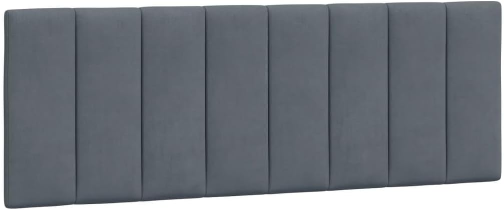 Coussin de Tête de Lit, Oreiller de Tête de Lit avec Bandes Auto-agrippantes, Coussin Rembourré Chambre à Coucher, Gris Foncé 140 cm Velours 140 cm Gris Foncé